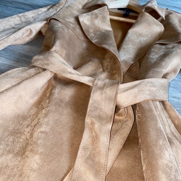 Forever 21 Camel Faux Suede Duster/Trench Jacket - Picture 3 of 6